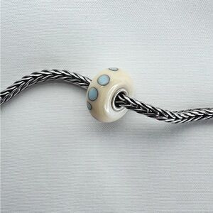 Trollbeads Beige/Blue Dot Bead